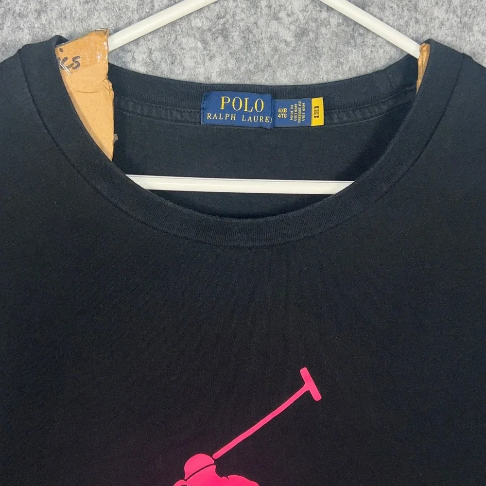 Polo Ralph Lauren Big Pony Ombre Pink Purple Graphic T-Shirt Black Mens 4XB 4XL